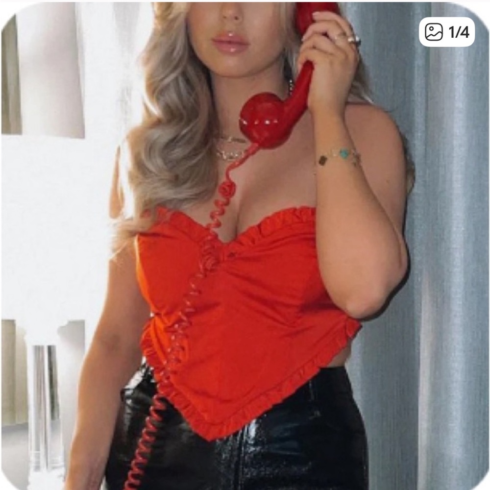 White Fox Red Heart Corset Top